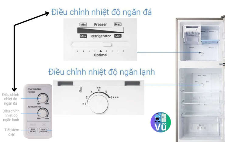 hướng dẫn điều chỉnh nhiệt độ ngăn đá tủ lạnh samsung