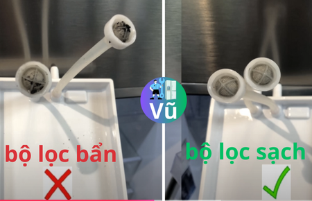 so sánh độ sạch bẩn của bộ lọc nước làm đá tủ lạnh samssung