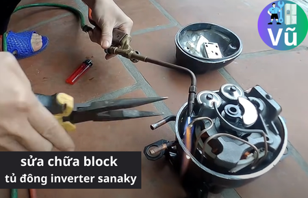 sửa chữa block tủ đông sanaky inverter