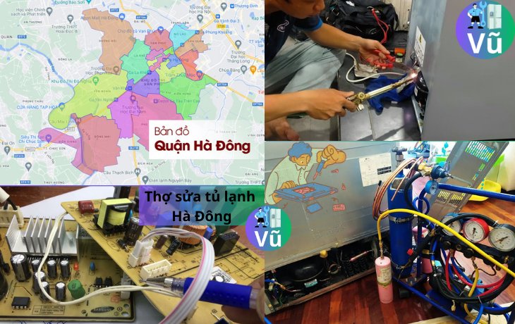 thợ đang sửa tủ lạnh tại quận hà đông